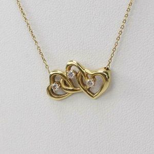 Tiffany 18K Gold Elsa Peretti 3 Heart Diamonds